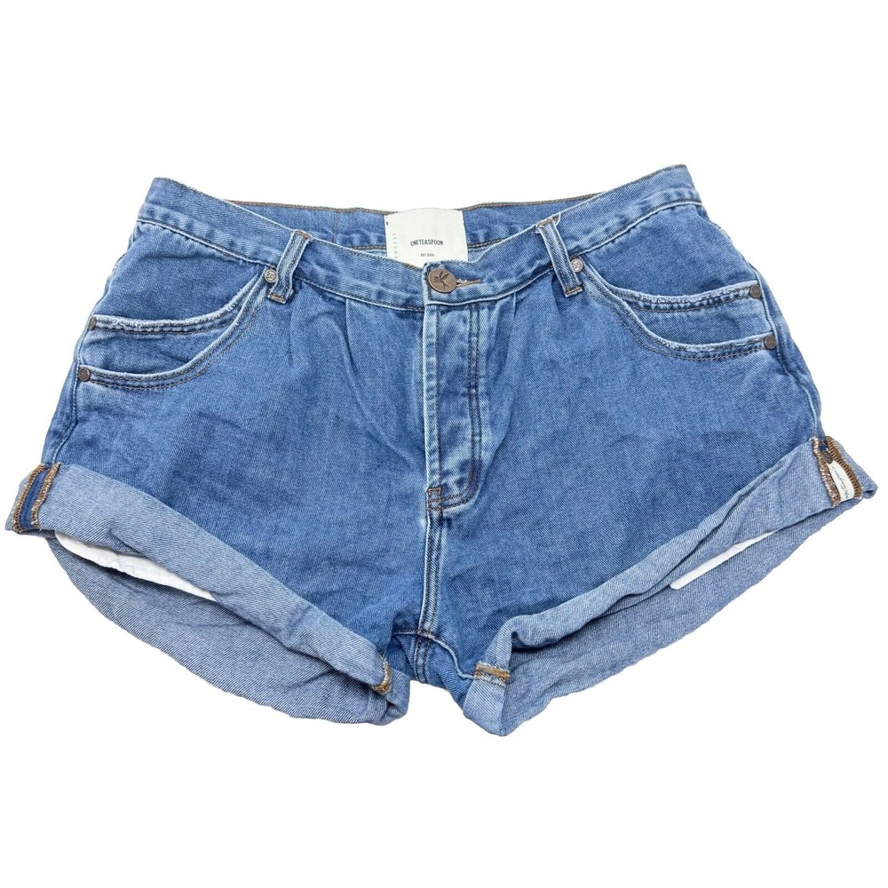 One Teaspoon Smiths Tailored Low Waist Denim Shorts Size 29 Festival Grunge